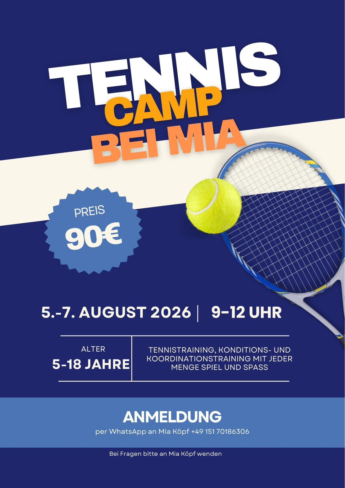 Tennniscamp Kids Mia